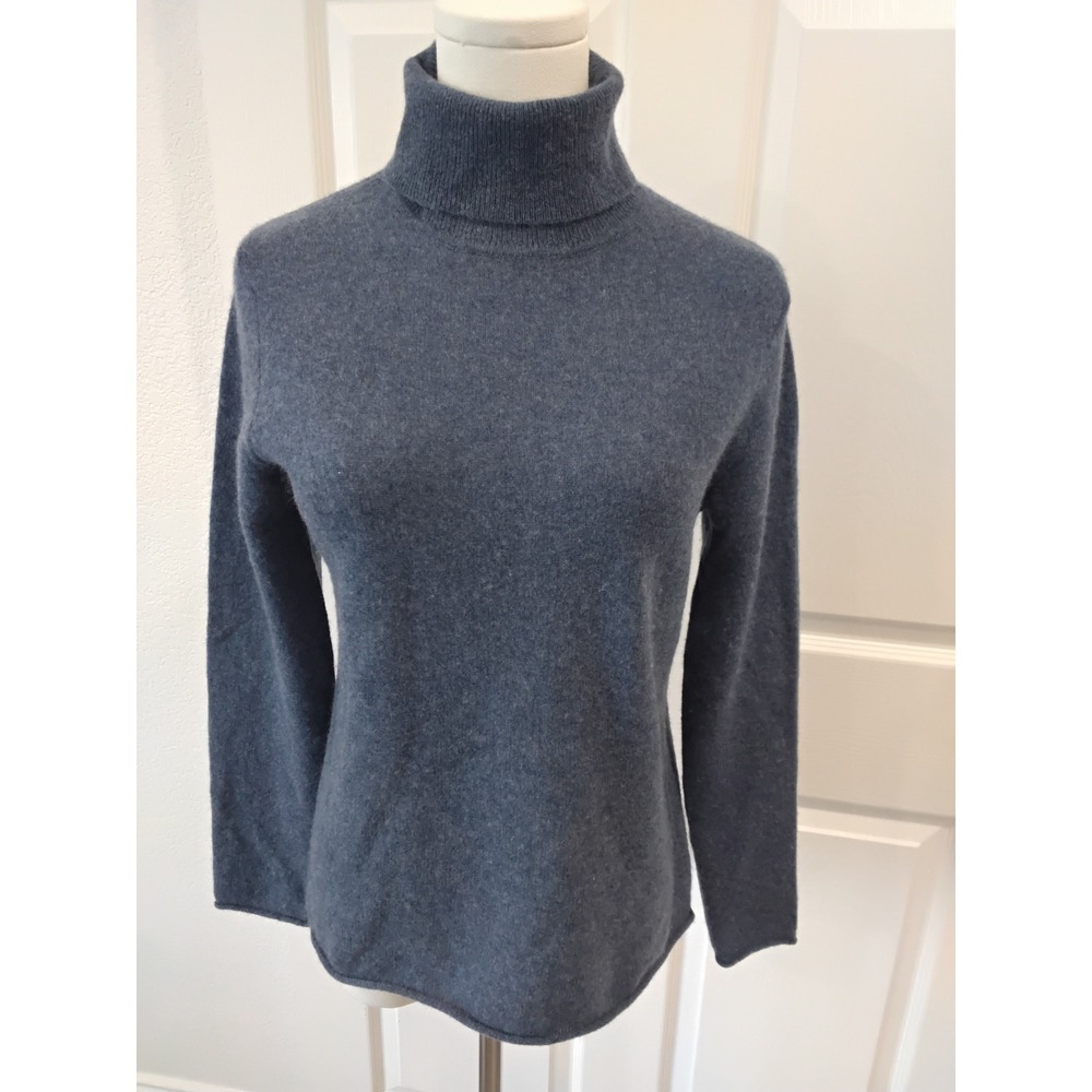 Magaschow Petite 100 Cashmere Turtleneck Sweater Blue‎ Size PM